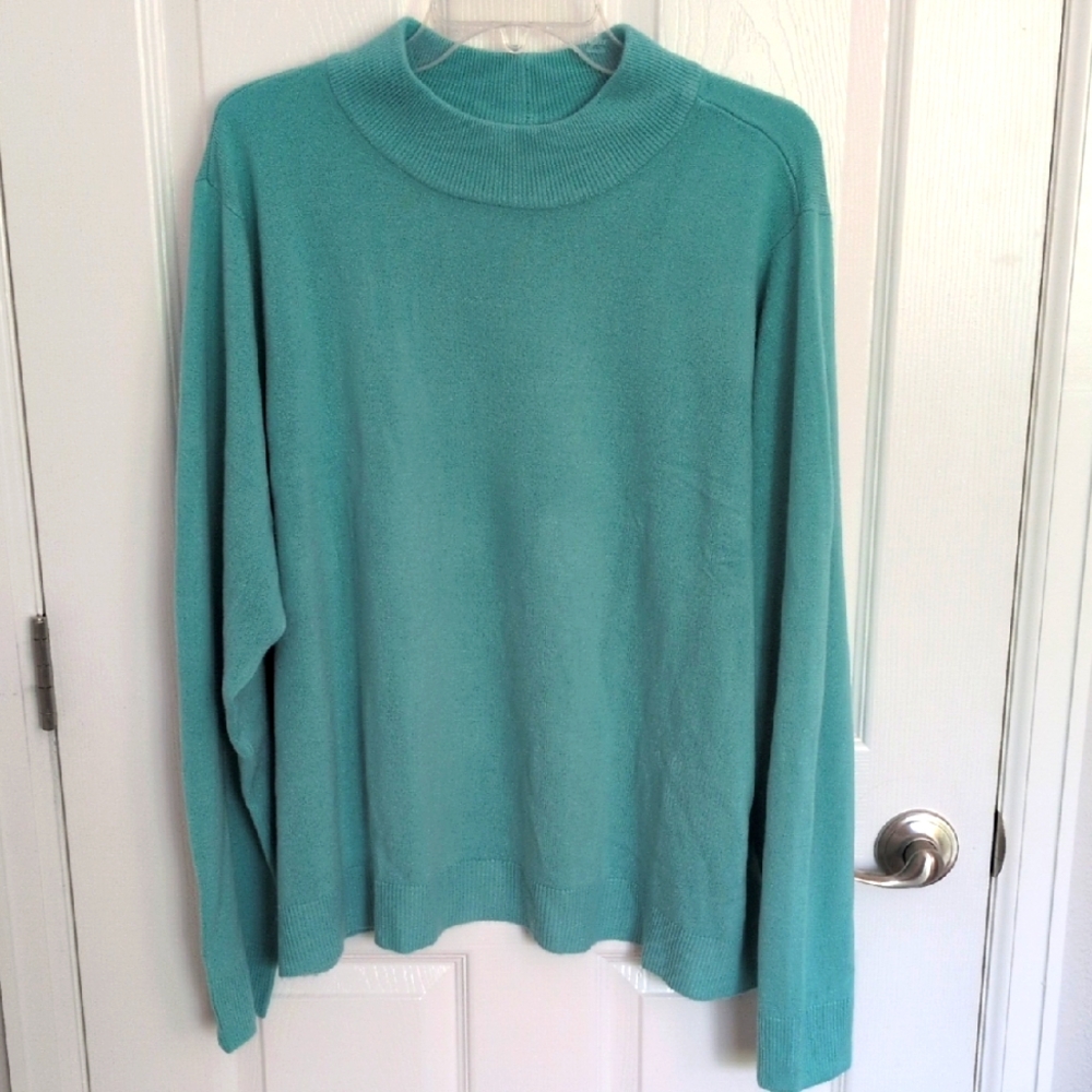 Elisabeth Williams Teal Mock Neck Sweater - 3X
